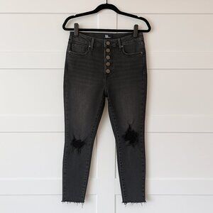 Gap Black Distressed Button Fly High Rise Leggings size 8/29